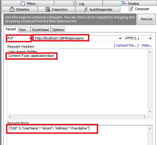 Updating data with using Put method